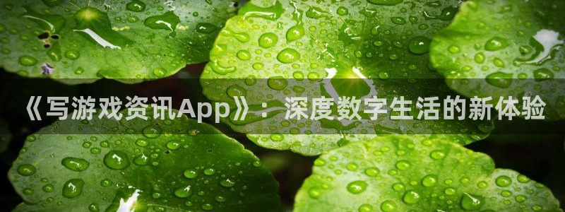 高德娱乐登陆地址：《写游戏资讯App》：深度数字生活的新体验